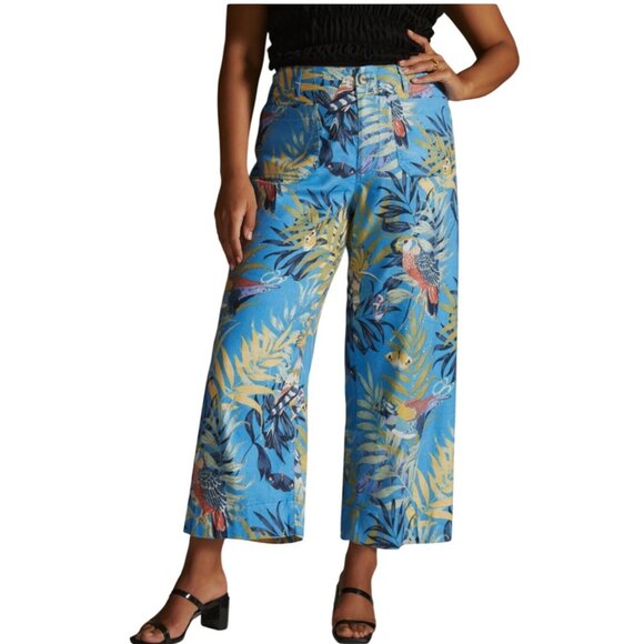 Maeve Anthropologie The Colette Tropical Print Pants Size 6 - Picture 1 of 11